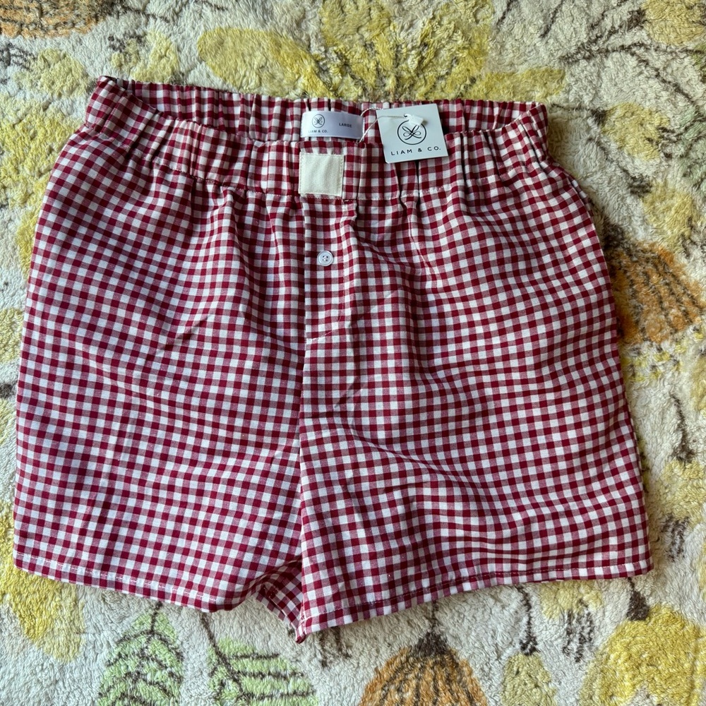 Red Checkered Women's Shorts